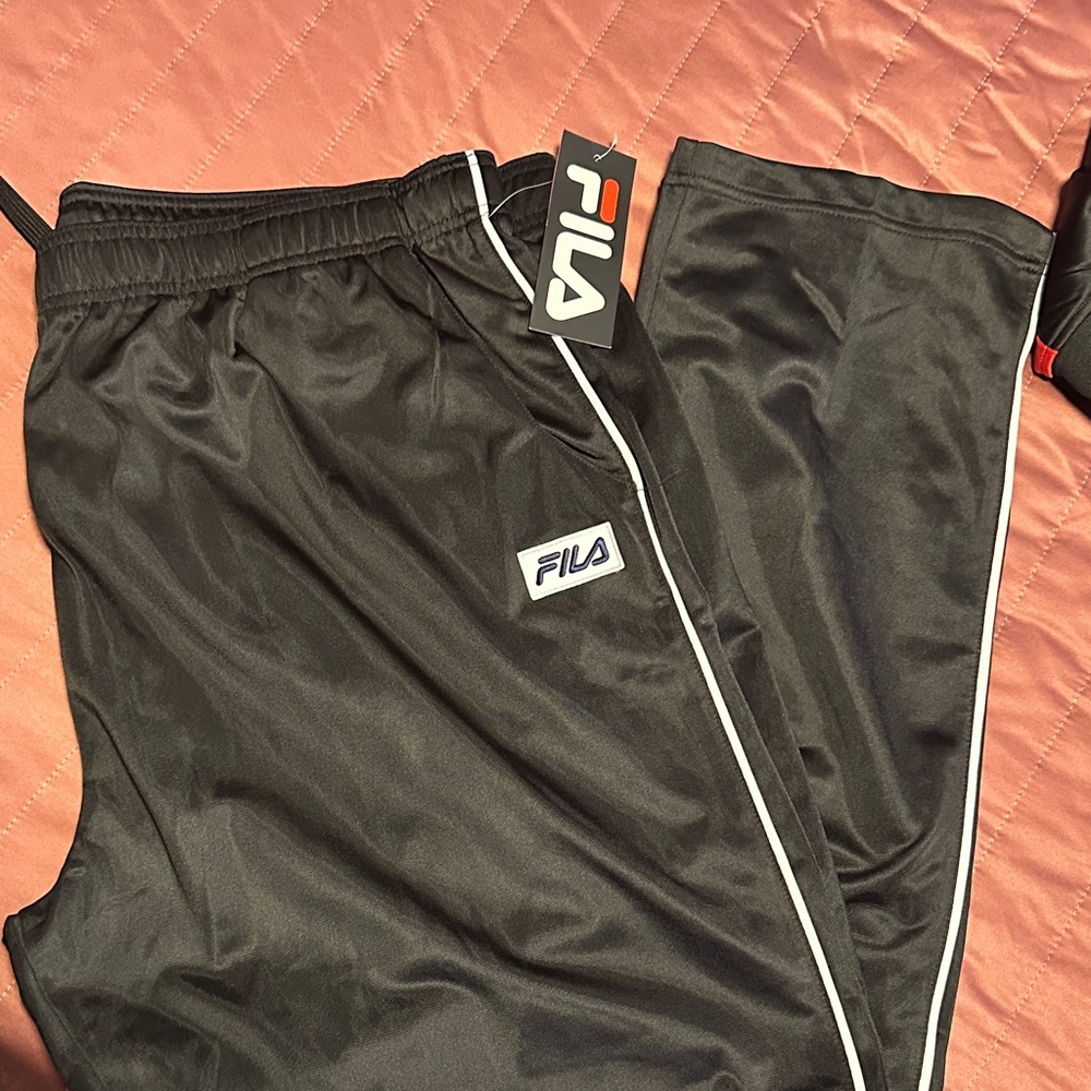 Fila Black Athletic Pants with White Trim